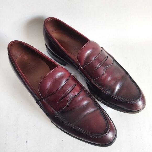 Allen Edmonds Barton Burgundy Leather Penny Loafers Mens 9 B Classic USA Made - Picture 8 of 14